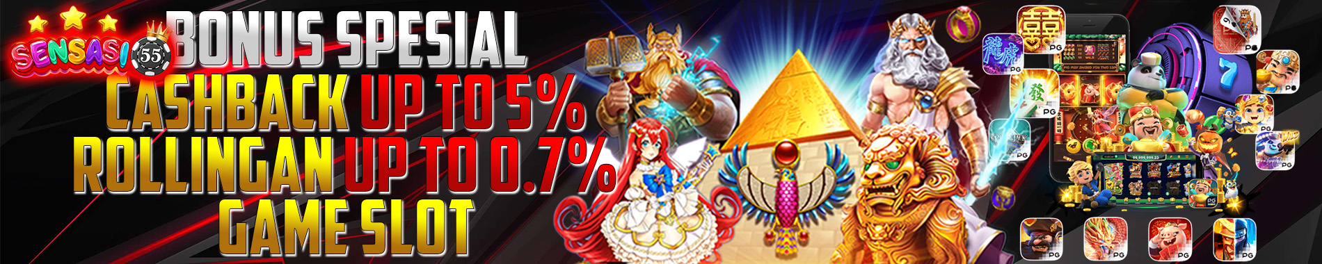 BONUS CASHBACK 5%   ROLLINGAN SLOT 0,7%